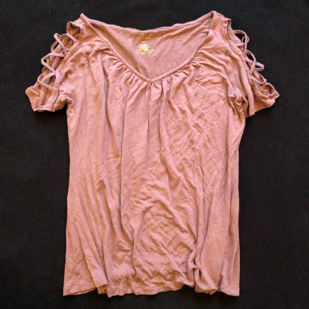 Mauve top.